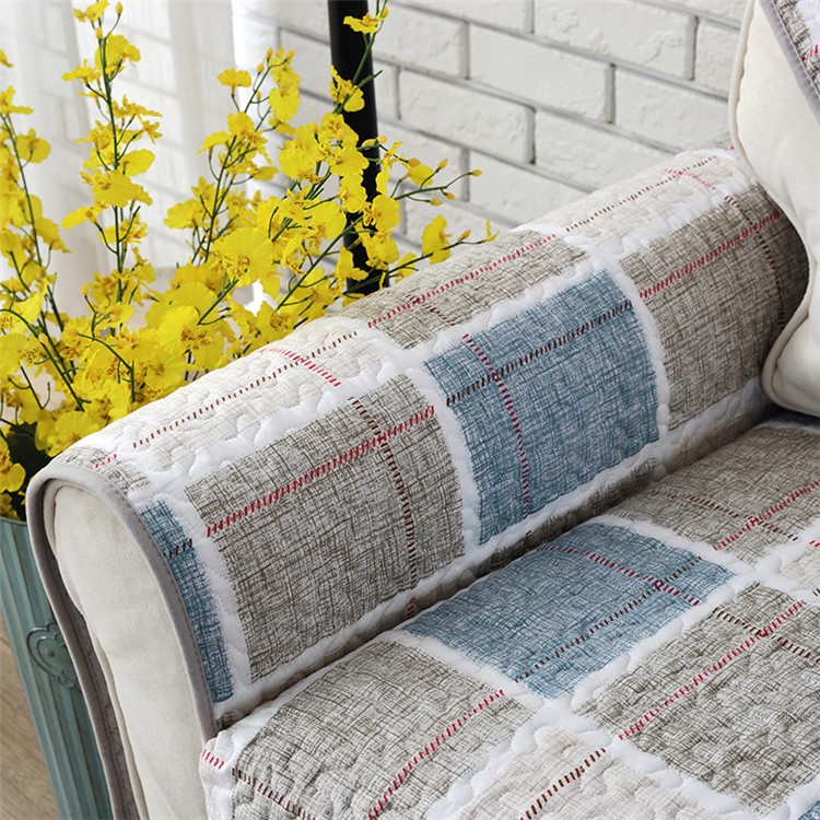 Anti-skid Washable Sofa Slipcovers Cotton Fabric Couch Cover, Size: 70 x 70cm - Colorized Square Pattern-2