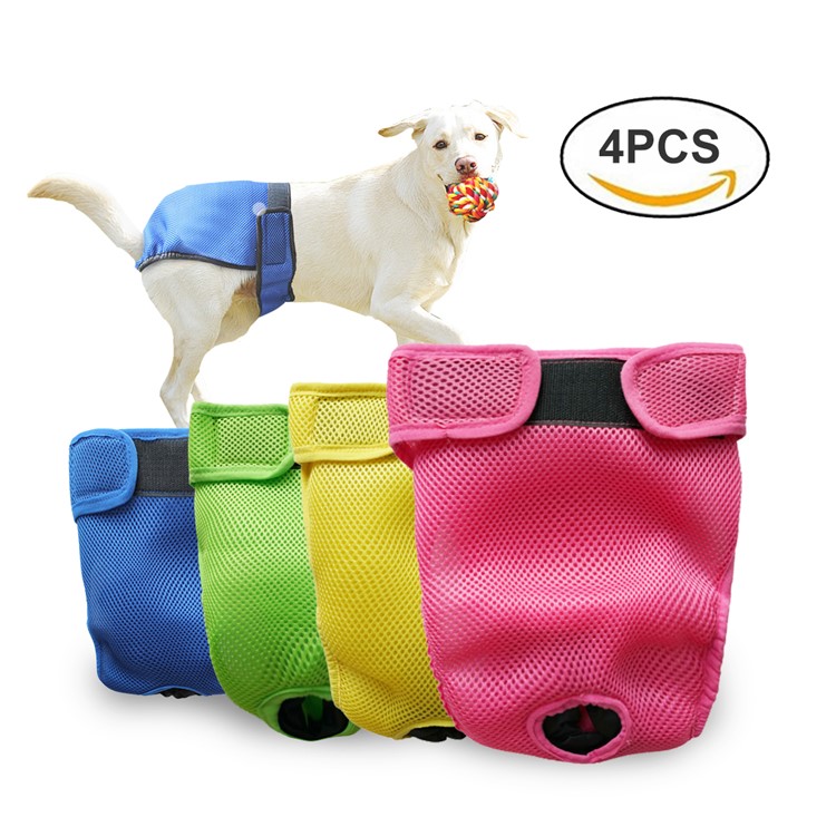 4PCS/Lot Reusable Washable Breathable Mesh Premium Dog Diapers Sanitary Physical Pants, Size: S-1