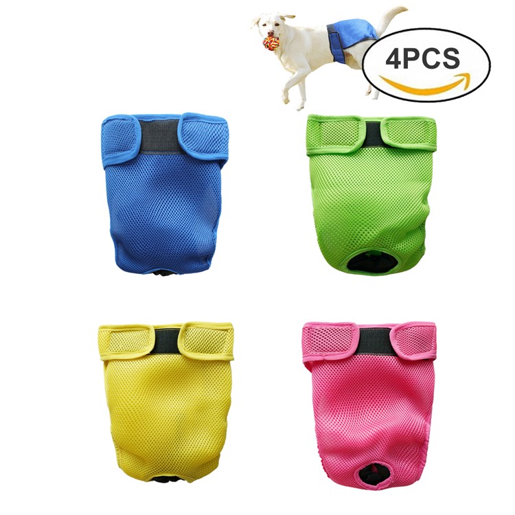 4PCS/Lot Reusable Washable Breathable Mesh Premium Dog Diapers Sanitary Physical Pants, Size: S-2