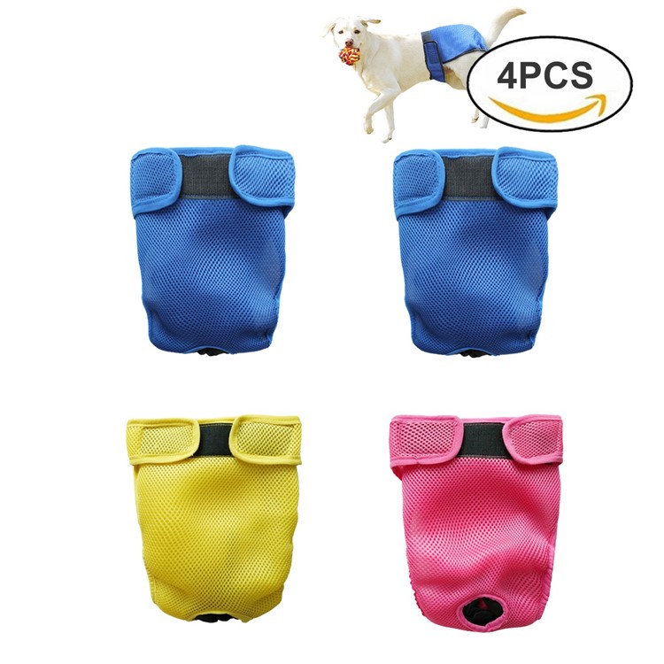 4PCS/Lot Washable Breathable Mesh Dog Diapers Sanitary Physical Pants, Size: L-1