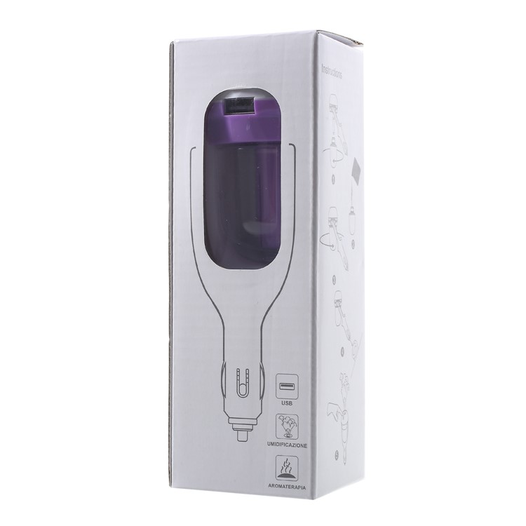 Mini Car Aromatherapy USB Auto Charger Humidifier Air Purifier - Purple-7