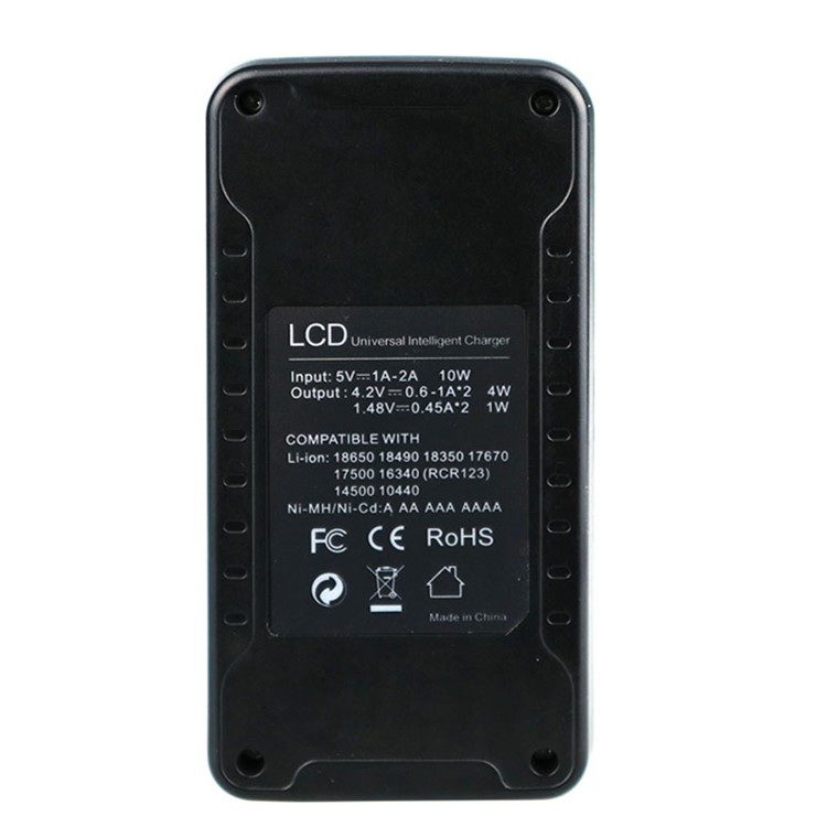 YS-2 LCD Display Universal 2-Bay Smart Battery Charger for Rechargeable 18650 18490 18350 17670 17500 16340(RCR123) 14500 Ni-MH/Ni-Cd A AA AAA AAAA Batteries-2