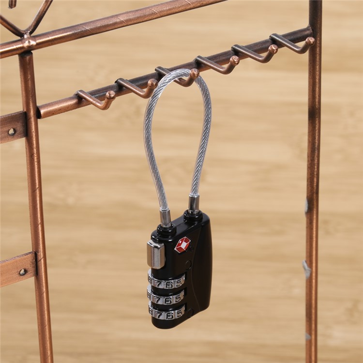 TSA Combination Wirerope 3 Digit Password Lock for Zipper Luggage Backpack Box Travel Bag - Black-4
