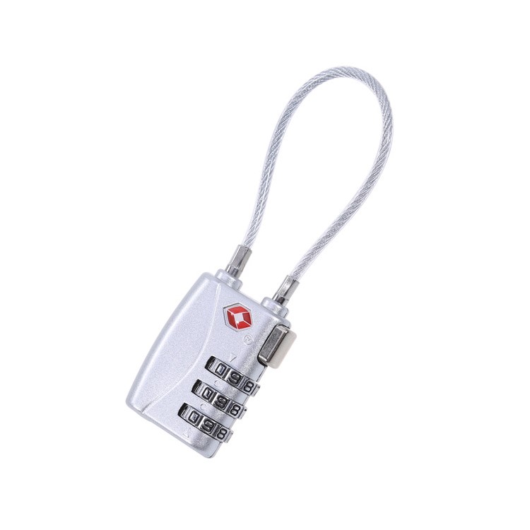TSA Combination Wirerope 3 Digit Password Padlock for Zipper Luggage Backpack Box Travel Bag - Silver-1