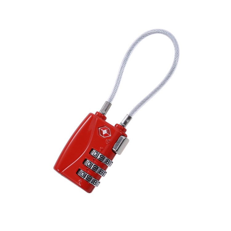 TSA Wirerope 3 Digit Password Combination Lock for Zipper Luggage Backpack Box Travel Bag - Red-1