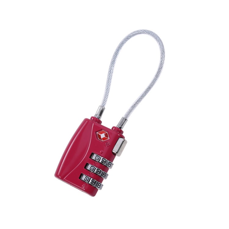 TSA Wirerope 3 Digit Password Combination Lock for Zipper Luggage Backpack Box Travel Bag - Red-2