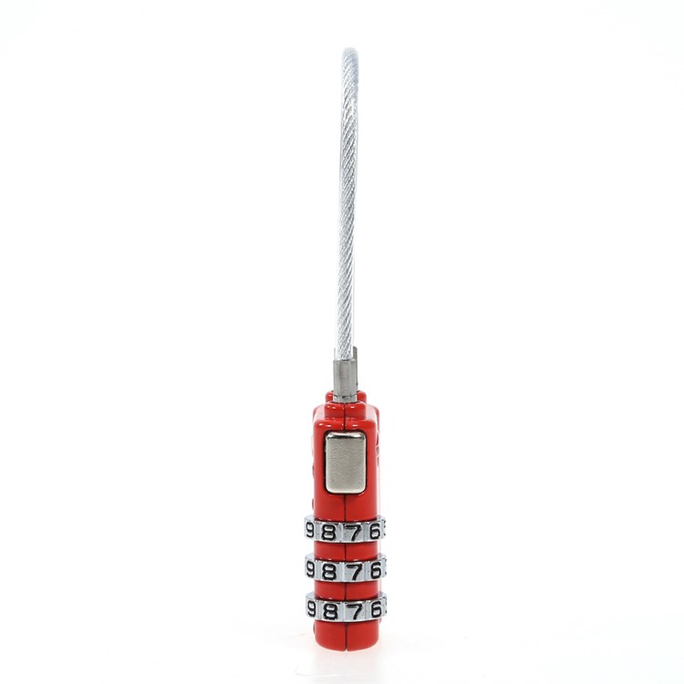 TSA Wirerope 3 Digit Password Combination Lock for Zipper Luggage Backpack Box Travel Bag - Red-3