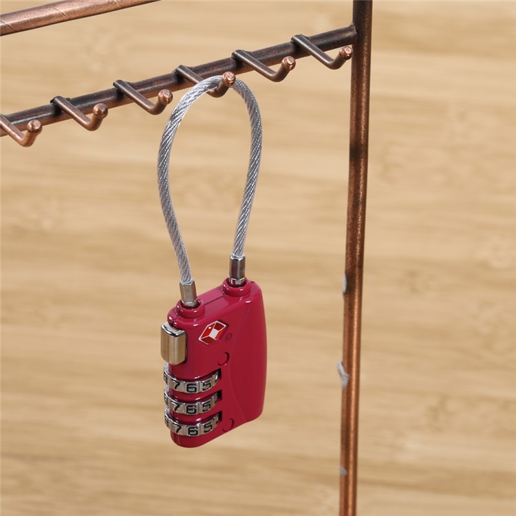 TSA Wirerope 3 Digit Password Combination Lock for Zipper Luggage Backpack Box Travel Bag - Red-5
