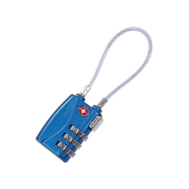 TSA Custom Code Lock Combination Wirerope 3 Digit Password Lock for Zipper Luggage Backpack Box Travel Bag - Blue-1