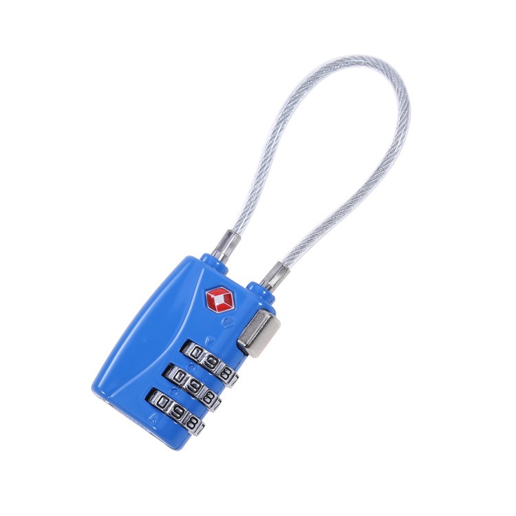 TSA Custom Code Lock Combination Wirerope 3 Digit Password Lock for Zipper Luggage Backpack Box Travel Bag - Blue-3