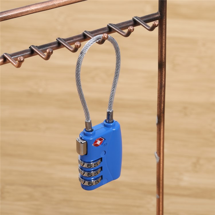 TSA Custom Code Lock Combination Wirerope 3 Digit Password Lock for Zipper Luggage Backpack Box Travel Bag - Blue-5