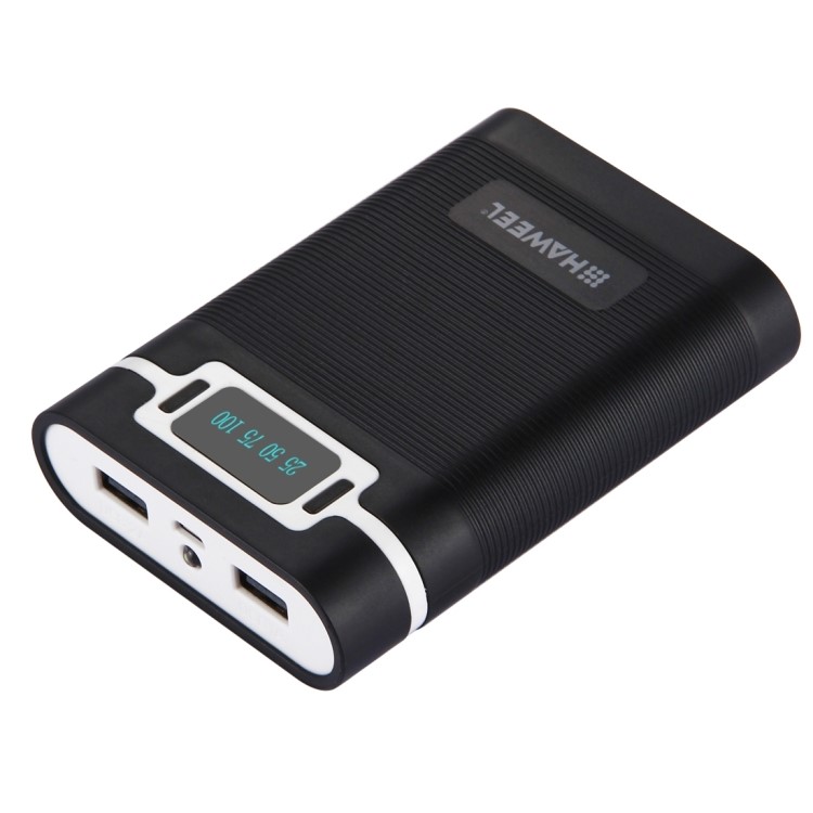 HAWEEL 4 x 18650 Charger Box Power Bank and Battery Charger Box with 2 USB Port and Power Display - Black-1