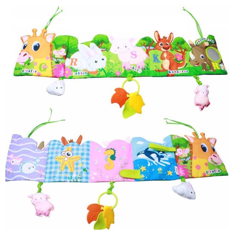 Multifunctional Colorful Cartoon Pattern Cute Multi-touch Cloth Book Reversible Baby Bed Curtain Ornament - Style 1-1