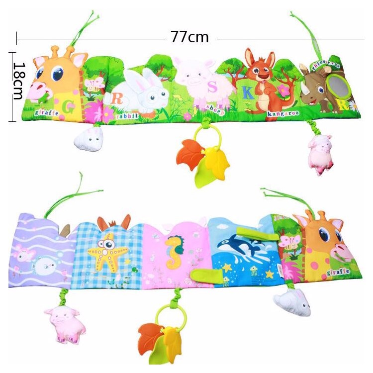 Multifunctional Colorful Cartoon Pattern Cute Multi-touch Cloth Book Reversible Baby Bed Curtain Ornament - Style 1-3
