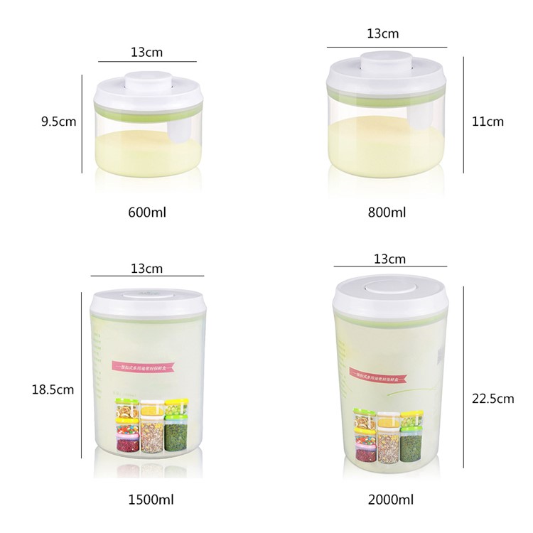 2000ML Transparent Round Sealed Food Storage Box with Press Button (AK-2000-BPY-C)-10