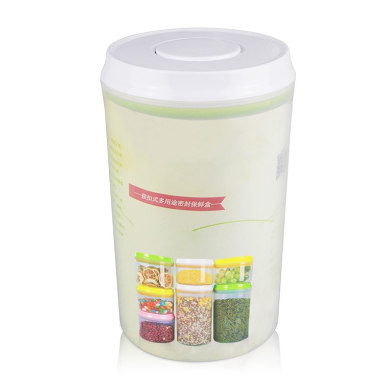 2000ML Transparent Round Sealed Food Storage Box with Press Button (AK-2000-BPY-C)-2