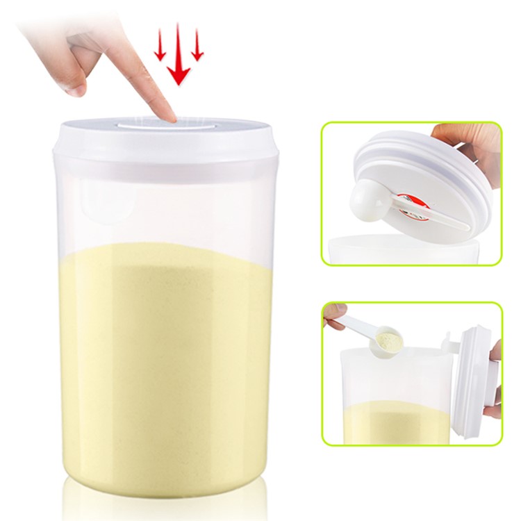 2000ML Transparent Round Sealed Food Storage Box with Press Button (AK-2000-BPY-C)-3