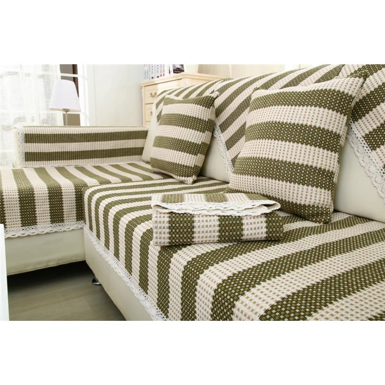 Stripes Pattern Cotton Sofa Cover Slipcover Soft Sofa Towel, Size: 90 x 180cm - Green-10