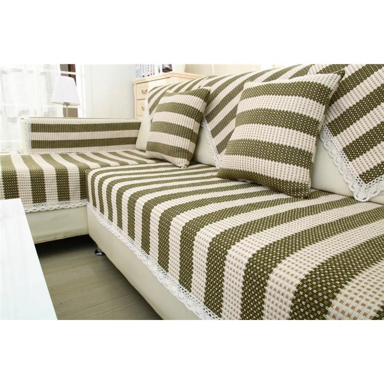 Stripes Pattern Cotton Sofa Cover Slipcover Soft Sofa Towel, Size: 90 x 180cm - Green-11