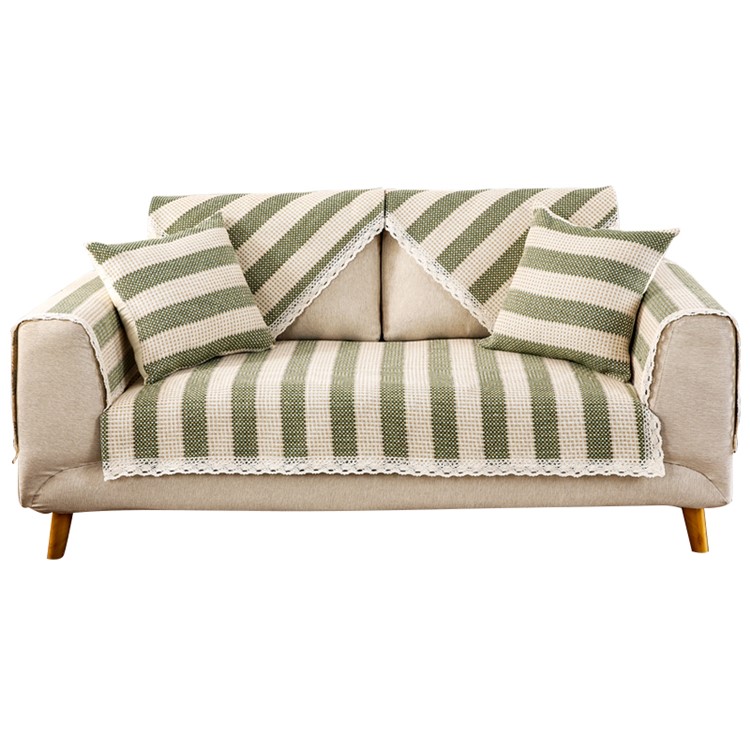 Stripes Pattern Cotton Sofa Cover Slipcover Soft Sofa Towel, Size: 90 x 180cm - Green-3