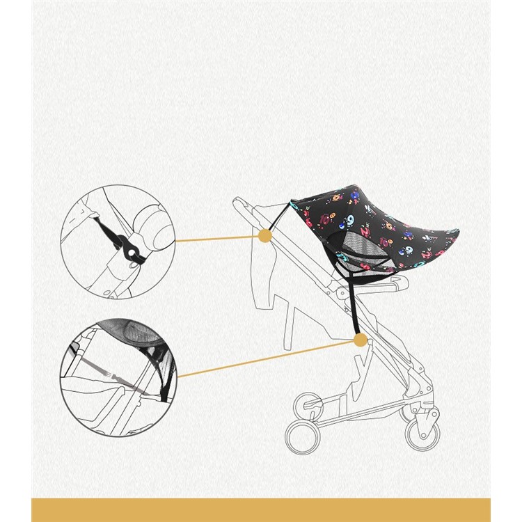 Baby Stroller Sun Rain Shade Awning Waterproof Windproof Anti-UV Umbrella Canopy for Stroller Carriage Seat - Digital Printing-6