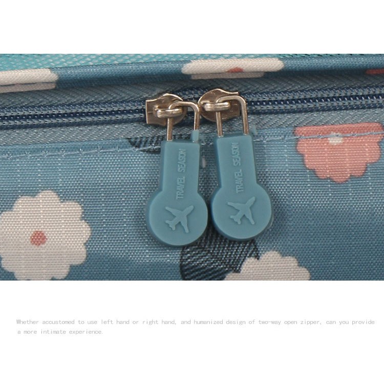 TRAVEL SEASON 6Pcs (3 Cubes 3 Pouches) Travel Essential Storage Bags Organizer - Blue Floral-6