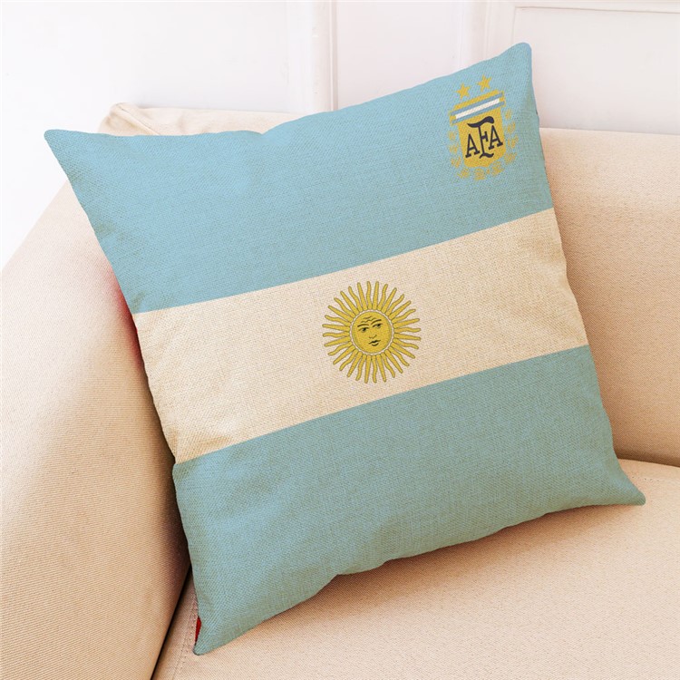 2018 World Cup Cotton Throw Pillow Cover Pillow Case, Size: 45 x 45cm - Flag of Argentina-1