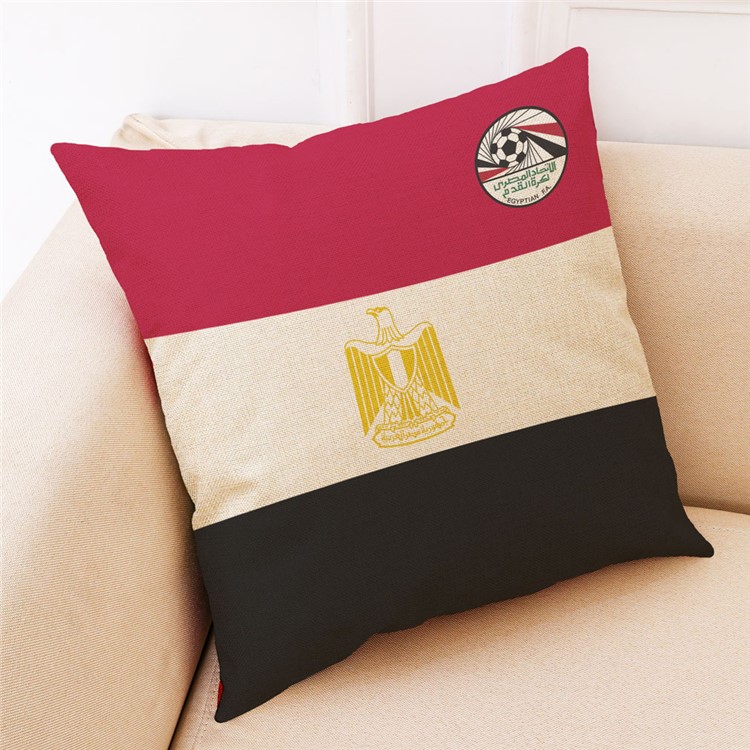2018 World Cup Soft Cotton Throw Pillow Case Pillow Cover, Size: 45 x 45cm - Flag of Egypt-1