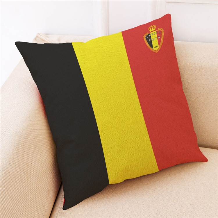 2018 World Cup Home Decor Cotton Throw Pillow Case Pillow Cover, Size: 45 x 45cm - Flag of Belgium-1