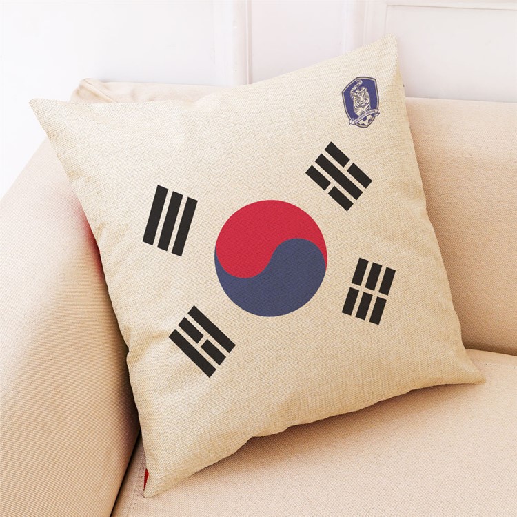 2018 World Cup Cotton Throw Pillow Case Pillow Cover Home Decoration, Size: 45 x 45cm - Korean Flag-1