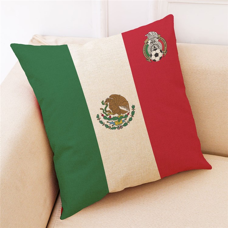 2018 World Cup Cotton Throw Pillowcase Pillowcover, Size: 45 x 45cm - Mexico Flag-1