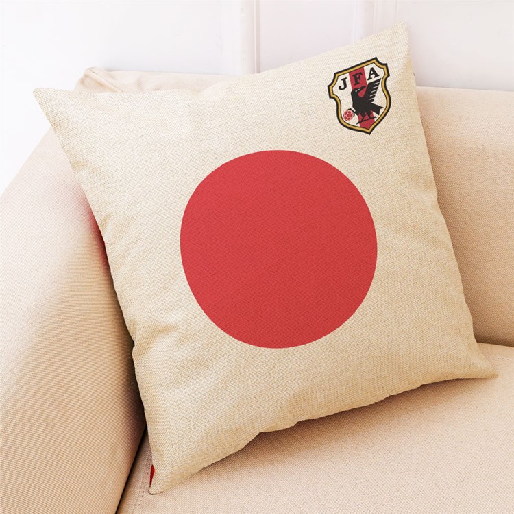 2018 FIFA World Cup Cushion Cover Cotton Linen Decorative Pillowcase, Size: 45 x 45cm - Flag of Japan-1