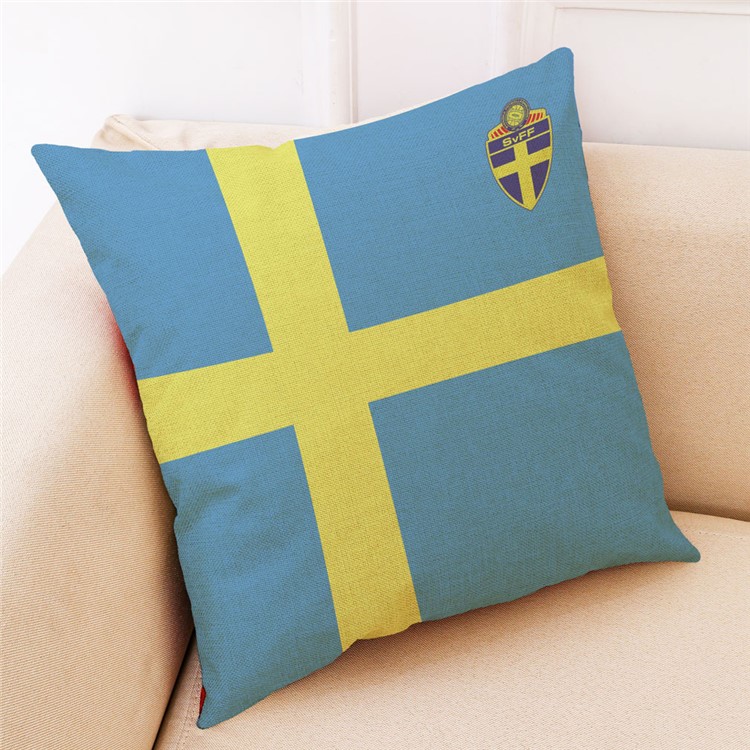 Russia FIFA World Cup Cotton Throw Pillow Case Pillowcover, Size: 45 x 45cm - Swedish Flag-1