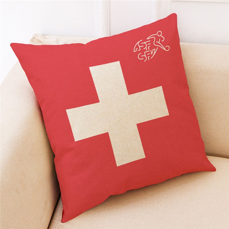 2018 World Cup Cushion Cover Cotton Throw Pillow Case Pillow Cover, Size: 45 x 45cm - Flag of Switzerland-1