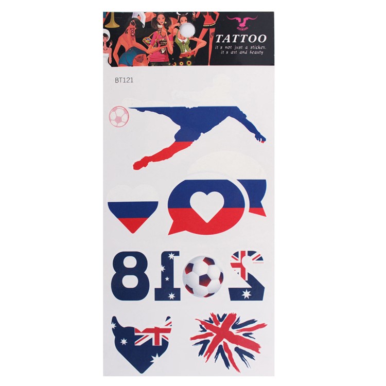 Russia World Cup 2018 Tattoo Sticker Football Fans Sticker Face Sticker - Style T-1
