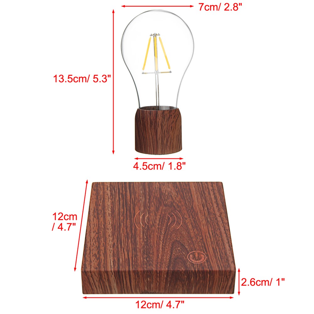 Magnetic Levitating Light Bulb Desk Wood Grain Decoration Floating Lamp - UK Plug-10