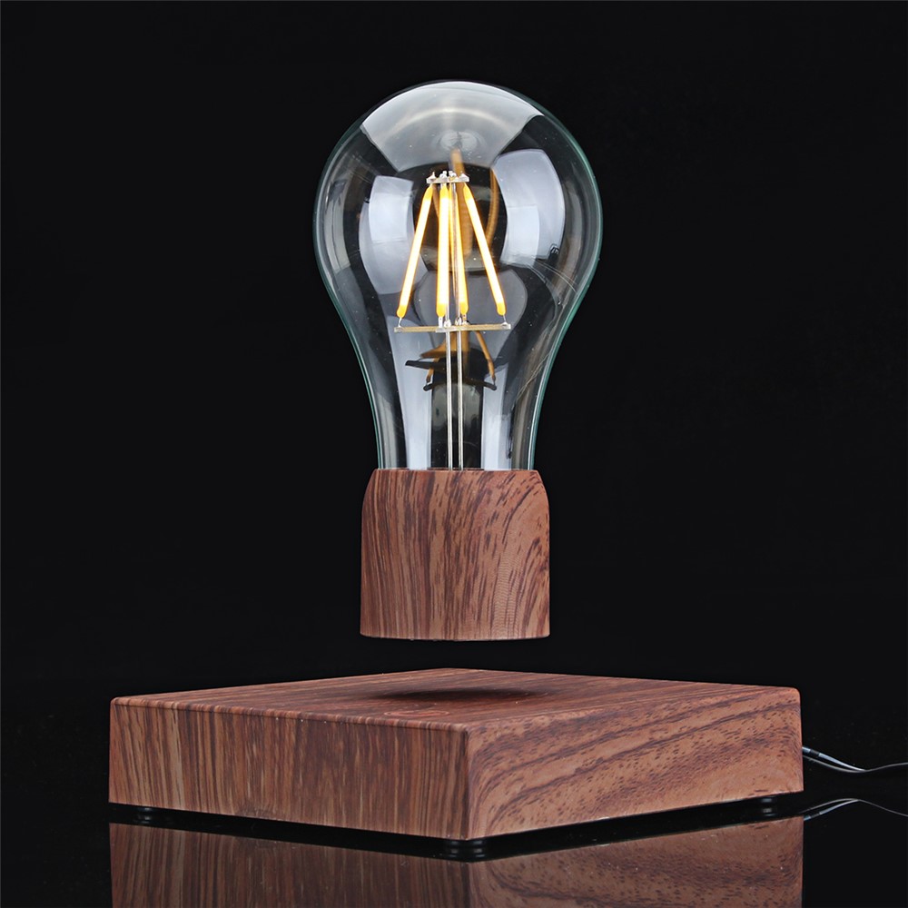 Magnetic Levitating Light Bulb Desk Wood Grain Decoration Floating Lamp - UK Plug-8