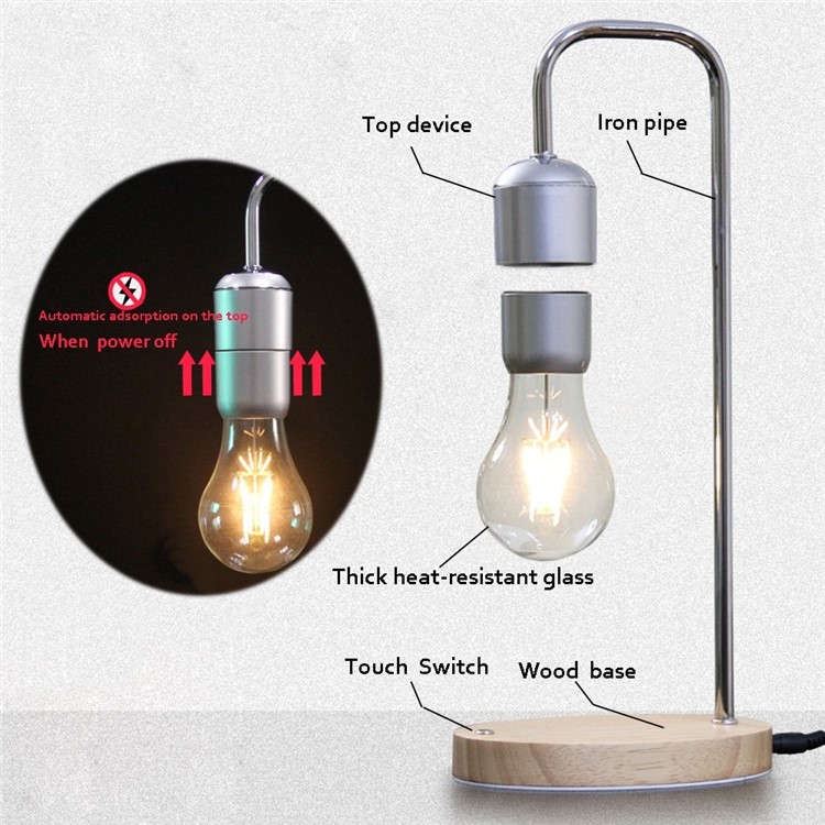 Magnetic Levitating Floating Bulb Desk Lamp Room Decor Night Light - EU Plug-4