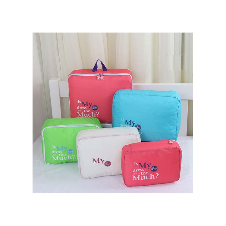 5 Sizes Set Polyester Travel Essential Storage Bags Organizer - White-2