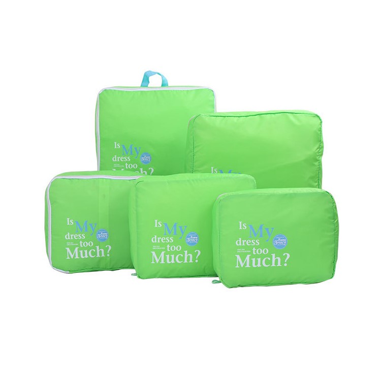 5 Sizes Set Polyester Travel Essential Toiletry Wash Bags - Green-1