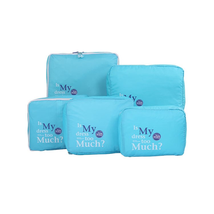 5 Sizes Set Travel Luggage Bags Storage Pouch Organizer - Blue-1