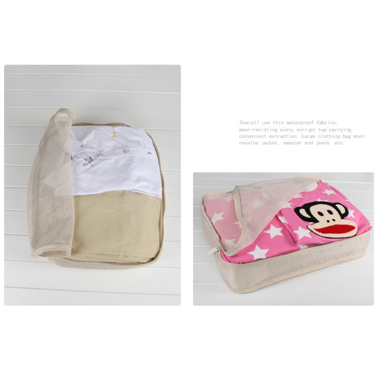 Seven-piece Slim Convenient Stain-resistant Nylon Travel Pouch Bag - Beige-8