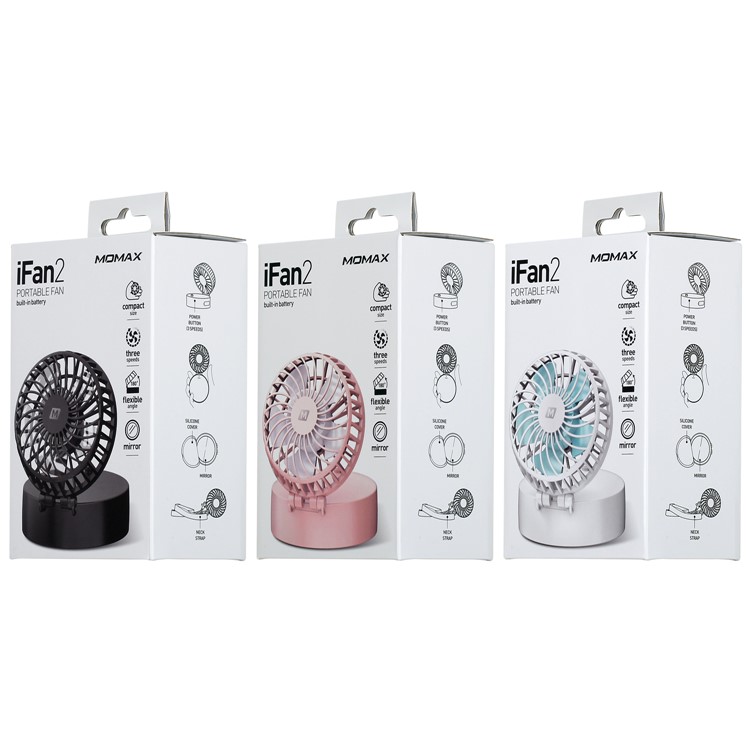 MOMAX iFan 2 Portable Mirror Handheld Rechargeable 180 Degree Rotary Fan - Black-16