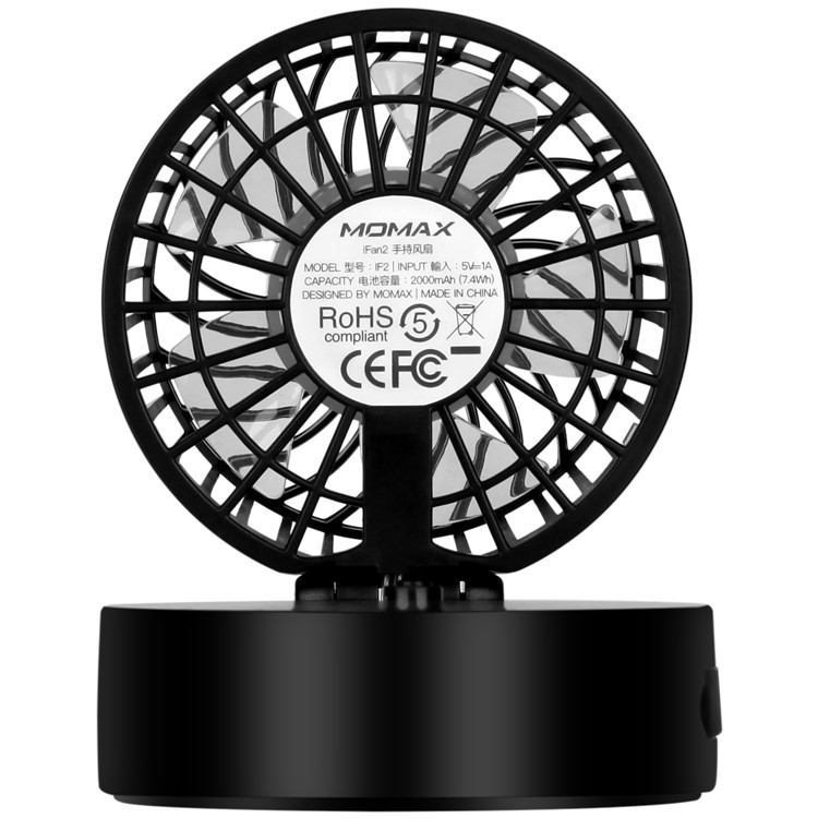 MOMAX iFan 2 Portable Mirror Handheld Rechargeable 180 Degree Rotary Fan - Black-6