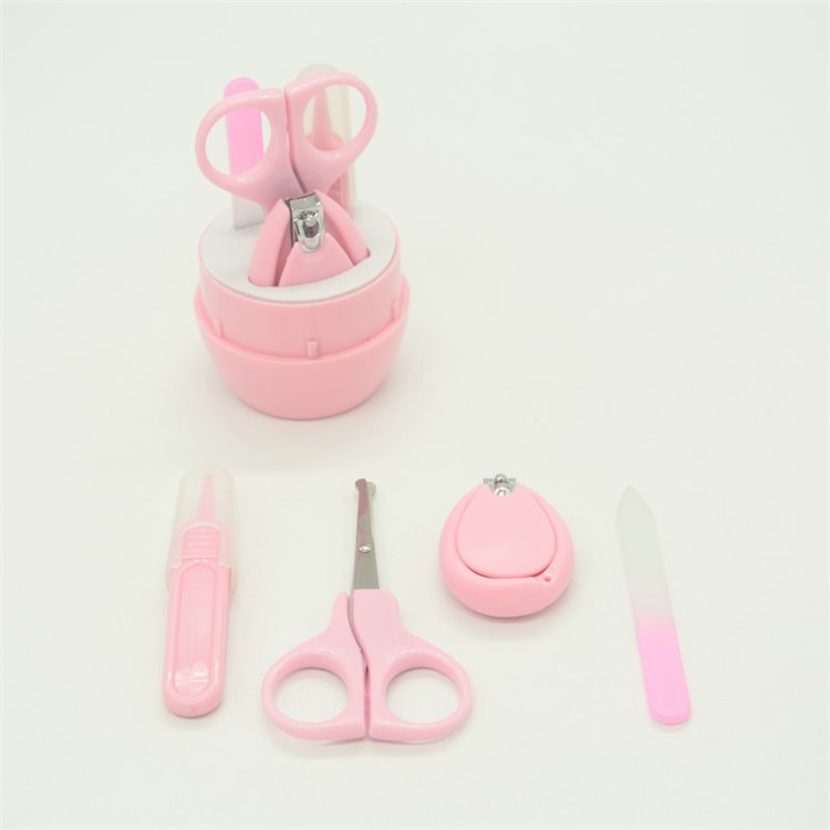 Lovely Baby Nail Scissors Clipper File Tweezers 4-in-1 Nail Care Set - Pink-2
