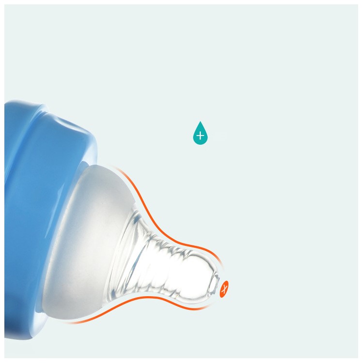 Wide Mouth Infant Baby Feeder Feeding Bottle with Handles and Gravity Ball - 320ML / Blue-7