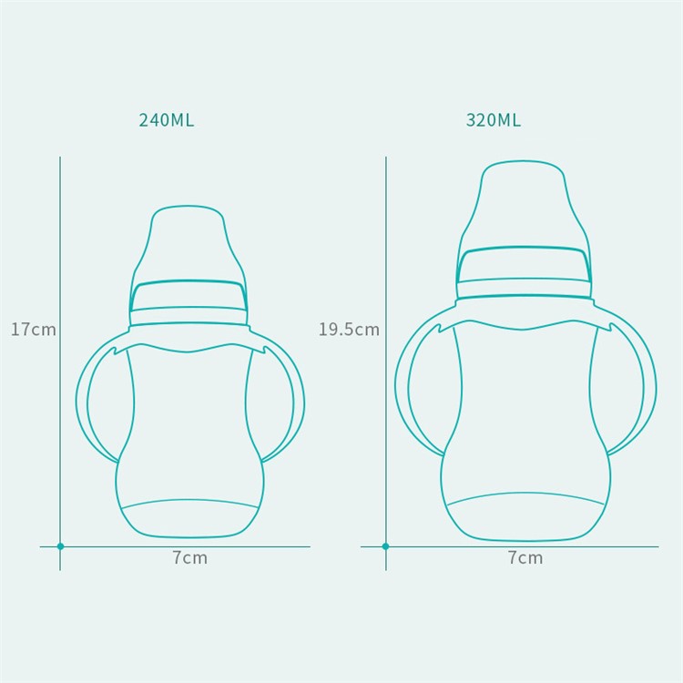 Wide Mouth Baby Infant Feeder Feeding Bottle Cup with Handles and Gravity Ball - 320ML / Pink-3