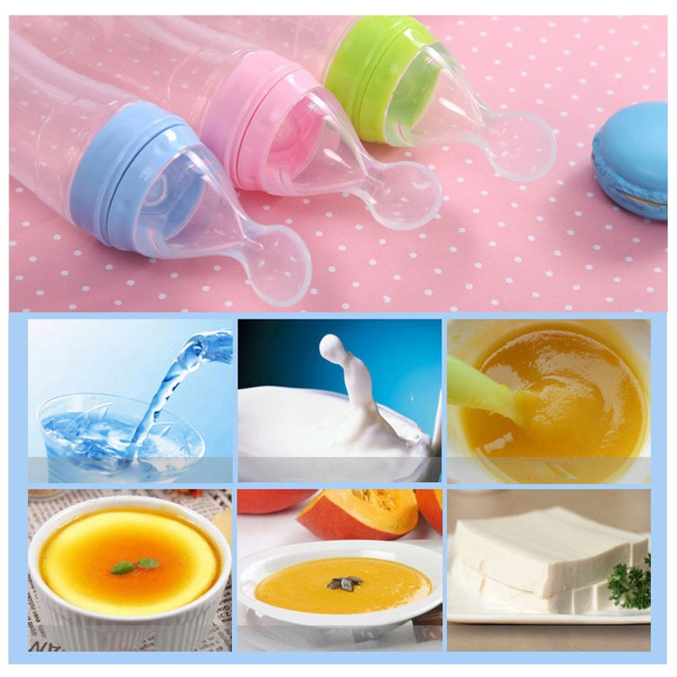 120ML Infant Kids Spoon Rice Paste Bottle Infant Food Feeding Bottle - Blue-9