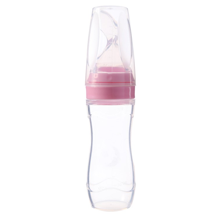 120ML Infant Baby Spoon Rice Paste Bottle Infant Food Feeding Bottle - Pink-1