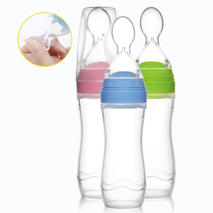 120ML Infant Baby Spoon Rice Paste Bottle Infant Food Feeding Bottle - Pink-2